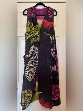 Mieko Mintz BoHo Cotton Multicolor Kantha Duster / Long Vest - Reversible OS